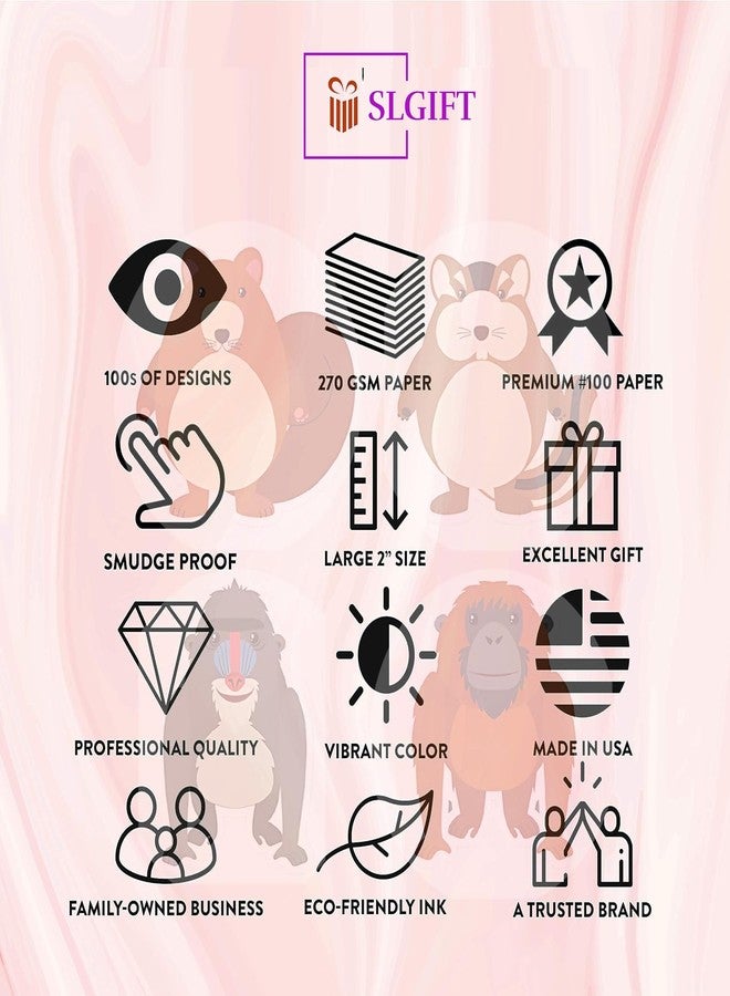 SLGIFT ملصقات فينيل لطيفة بتصميم حيوانات من SLGIFT، ملصقات فينيل ذاتية اللصق، 40 قطعة، ملصقات دائرية 2 × 2 بوصة، 4 تصاميم فريدة، R139 - Image 5